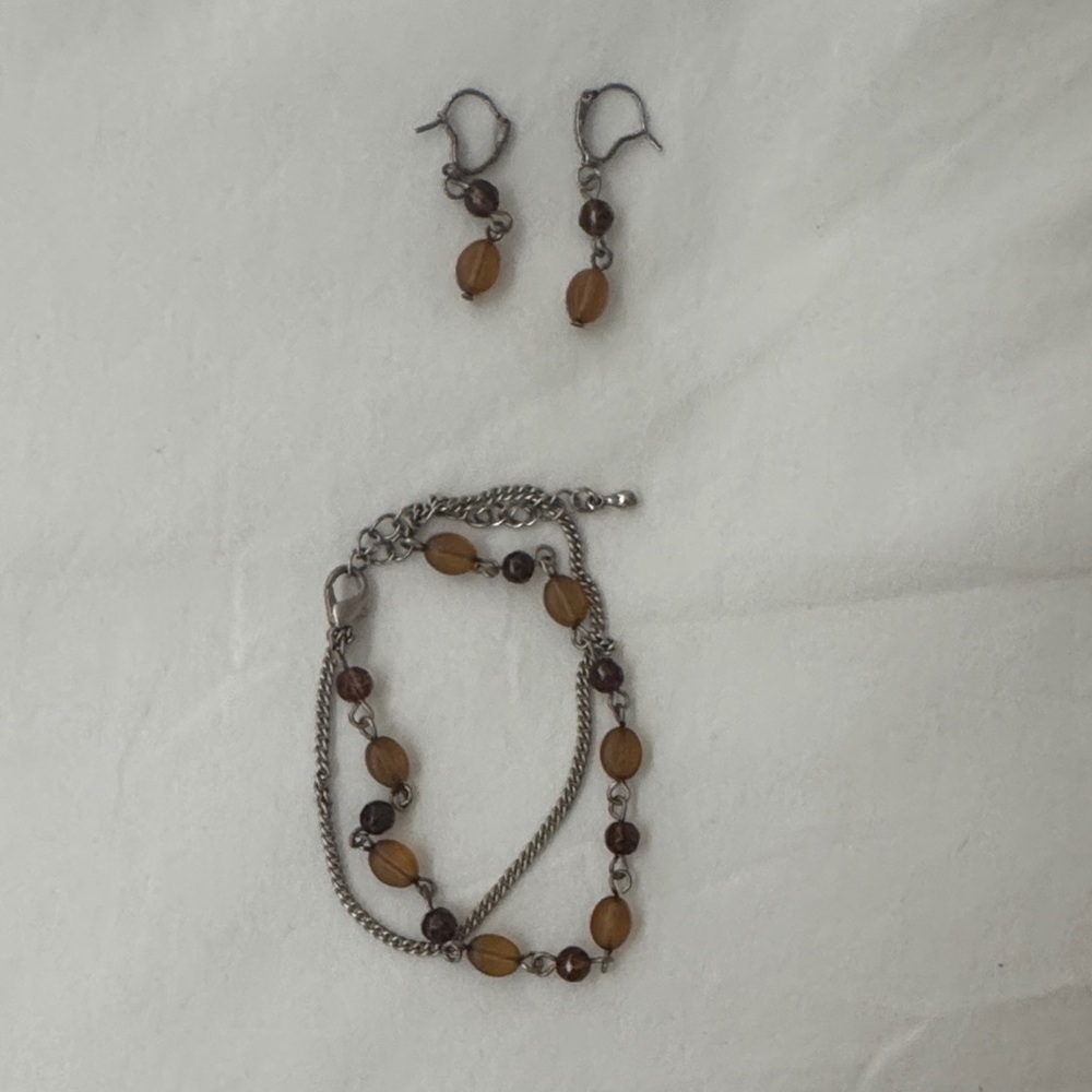 Elegant Brown Beaded Jewelry Set